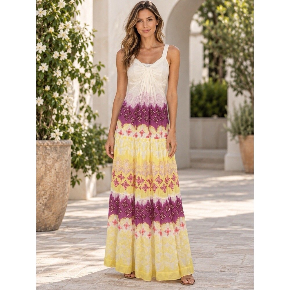 Diane von Furstenberg DVF Size 4 Marny Crinkle Sill Blend Maxi Dress D